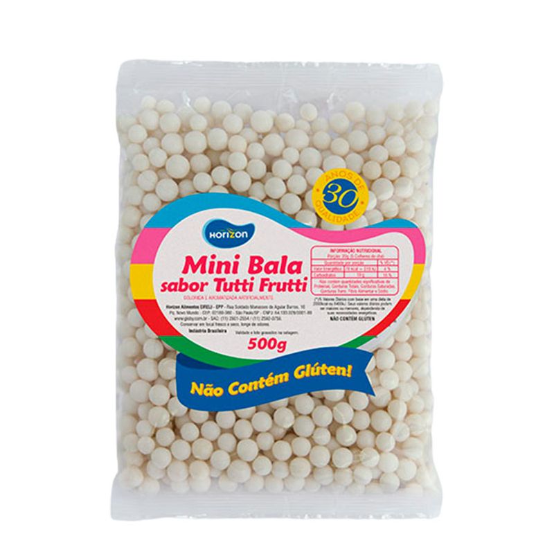 Mini Balinha para Lembrancinha Sabor Tutti Frutti - Branca - 500g  - 1 unidade - Magazine 25