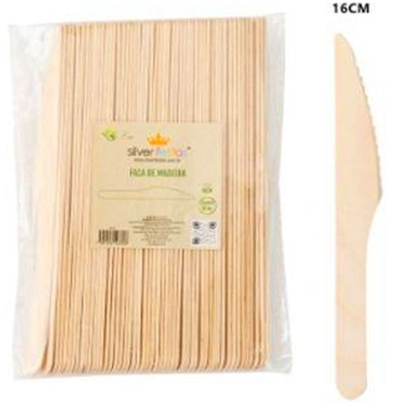 Talher Madeira Natural Faca 16cm - 50 Un