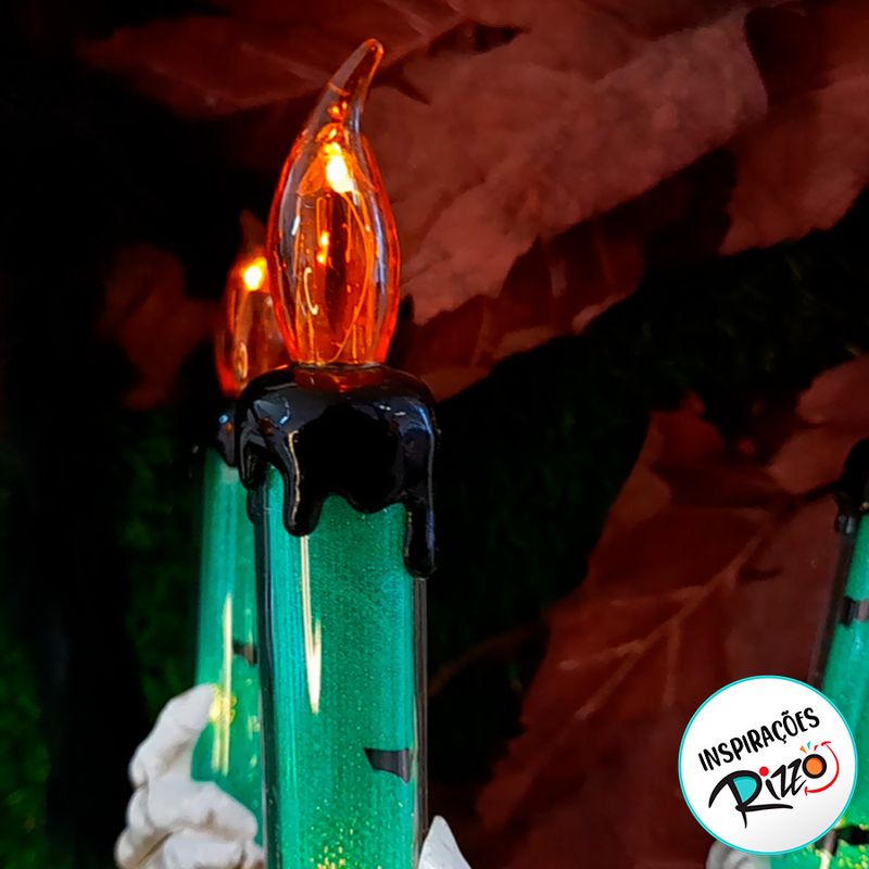 Enfeite Decorativo Halloween - Vela Castiçal de Jardim com Luz - 1 unidade - Cromus - Magazine 25