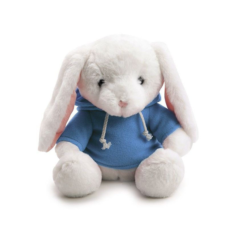 Coelho Pelúcia com Blusa Moletom Capuz - Azul - 15cm - 01 unidade - Cromus Páscoa - Magazine 25