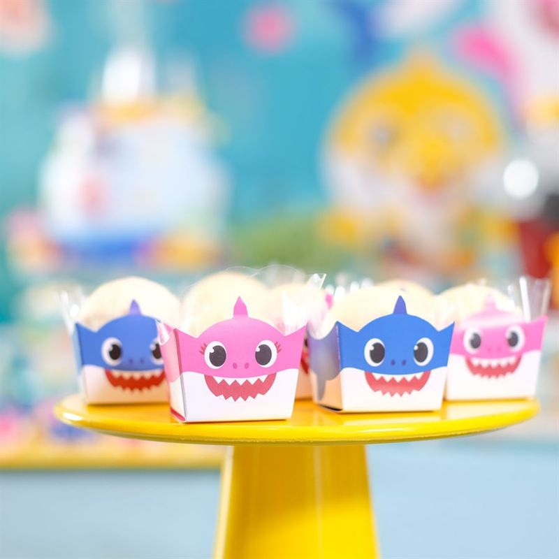 Festa Baby Shark - Forminha para Doce Cachepô MOMMY e DADDY 24 Un