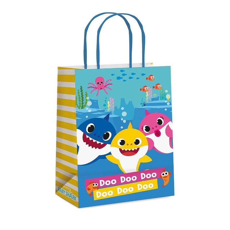 Sacola Papel Baby Shark M 26X19,5X9,5 - 10 Un