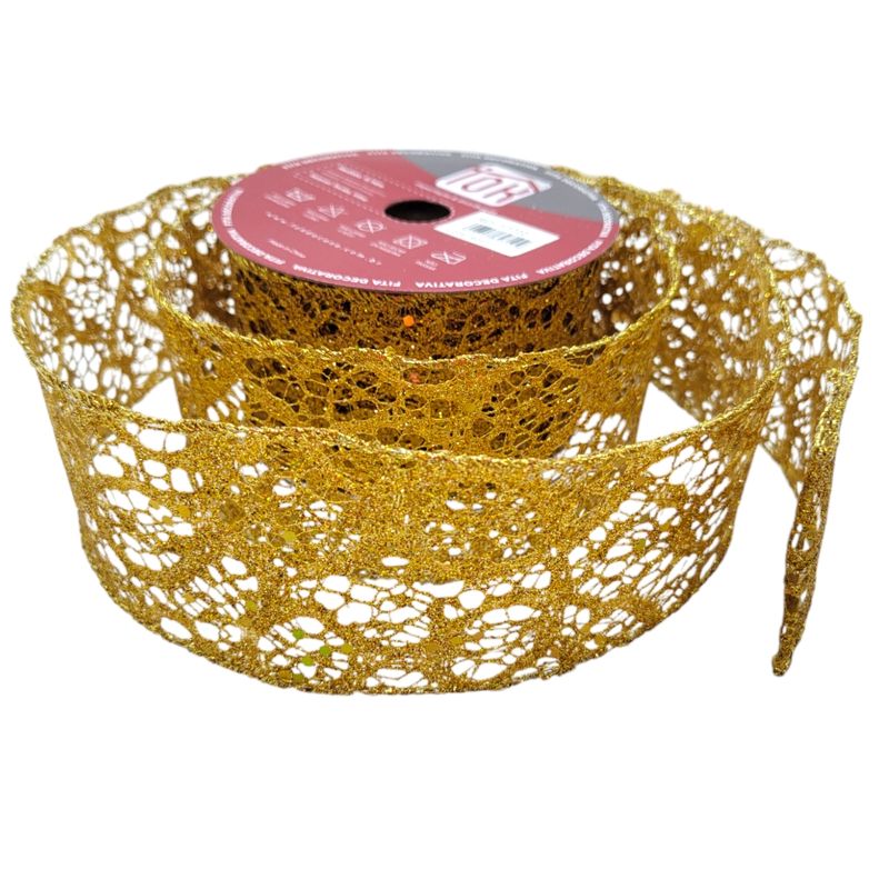 Fita Decorativa - Telada com Glitter Dourado - 6x914cm - 1 unidade - Magazine 25