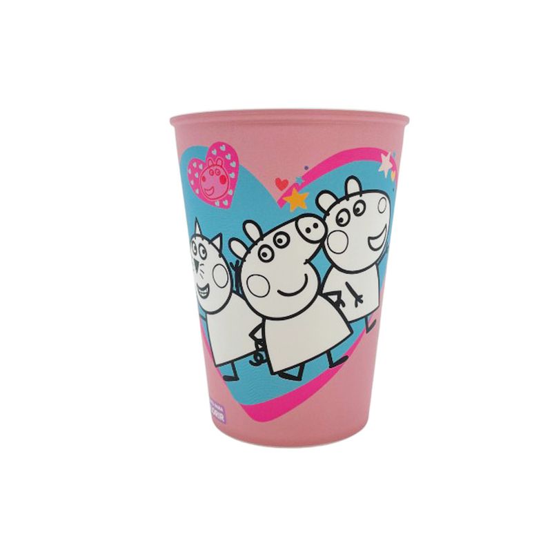 Copo Plástico Peppa Pig Coração - Rosa Escuro - 320ml - 1 unidade - Plasútil - Magazine 25