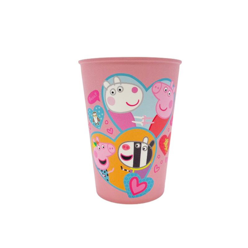 Copo Plástico Peppa Pig Coração - Rosa Escuro - 320ml - 1 unidade - Plasútil - Magazine 25