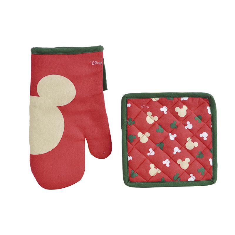 Kit Luva e Pegador Cozinha Mickey Mouse Classic Vermelho e Verde - 01 unidade Natal Disney - Cromus - Magazine 25