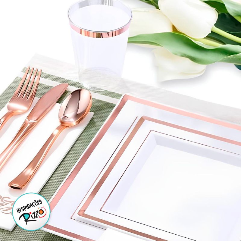 Faca Descartável Premium Rose Gold - 20cm - 6 unidades - Rizzo