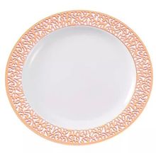 Prato Descartável Raso Redondo Premium Rose Gold - 26cm - 6 unidades - Magazine 25