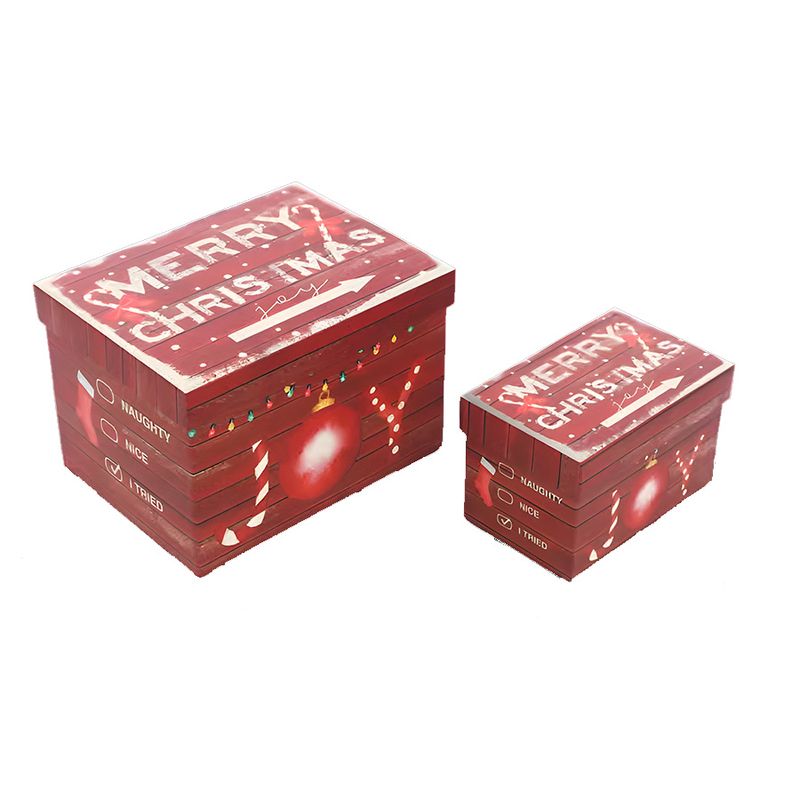 Caixa Decorativa para Presente Natalina - Vermelho e Branco - 4 unidades - Cromus - Magazine 25