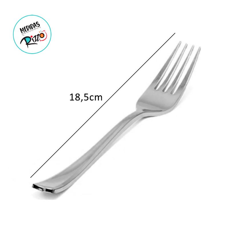 Garfo Descartável Premium Prata - 18,5cm - 6 unidades - Rizzo