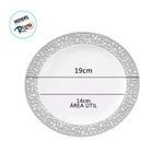Prato Descartável Raso Redondo Premium Prata - 19cm - 6 unidades - Magazine 25