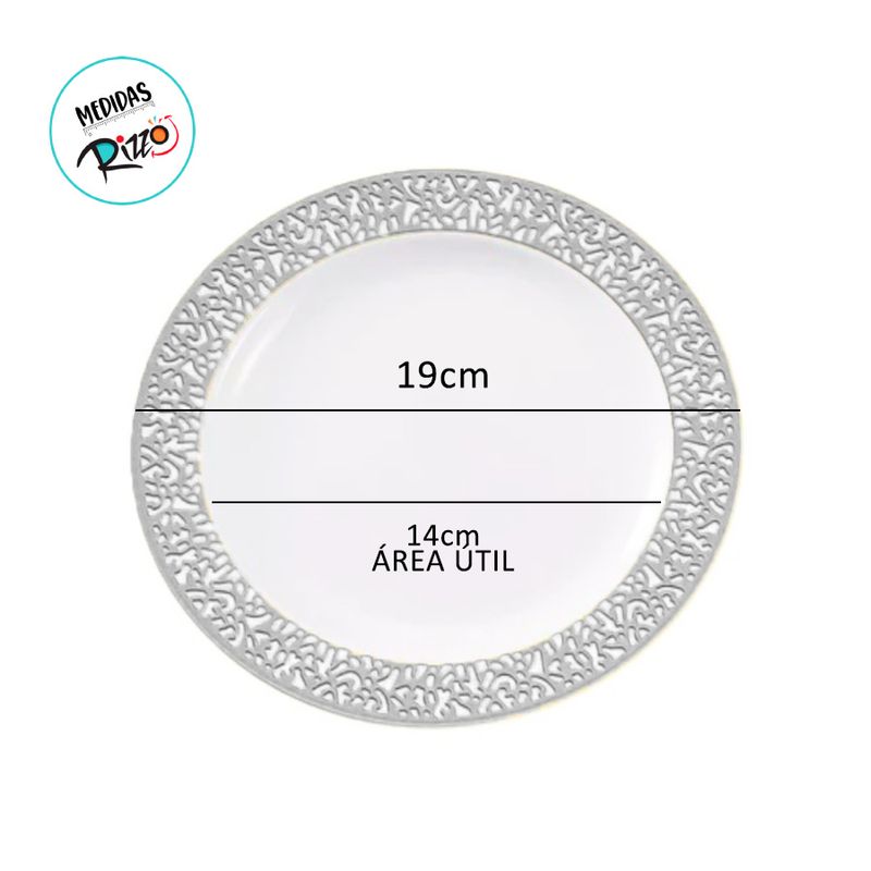 Prato Descartável Raso Redondo Premium Prata - 19cm - 6 unidades - Magazine 25