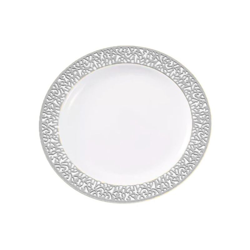 Prato Descartável Raso Redondo Premium Prata - 19cm - 6 unidades - Magazine 25