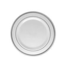 Prato Descartável Raso Redondo Premium Listras Prata - 19cm - 6 unidades - Magazine 25