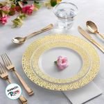 Prato Descartável Raso Redondo Premium Dourado - 19cm - 6 unidades - Rizzo