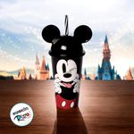 Copo de Plástico com Tampa e Canudo Orelha Mickey - 500ml - 1 unidade - Plasútil - Magazine 25