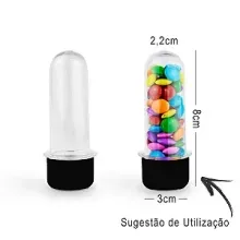 Mini Tubete Lembrancinha 8cm 10 unidades - Preto - Rizzo Embalagens e Festas