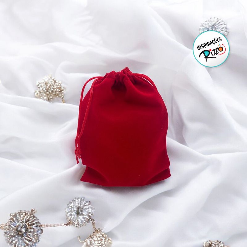 Saquinho de Veludo Premium - Vermelho - 8x10cm - 10 unidades - Magazine 25