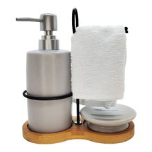 Kit para Banheiro 4 Peças em Cerâmica - Prata - 350ml - 1 unidade - Magazine 25 - Magazine 25