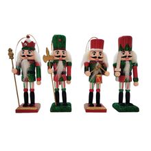 Conjunto Boneco Soldado Quebra Nozes de Madeira - 12cm - Verde e Vermelho - 4 unidades - Magazine 25