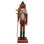 Boneco Soldado Quebra Nozes de Madeira com Bastão - 30cm - Verde e Vermelho - 1 unidade - Magazine 25