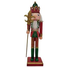 Boneco Soldado Quebra Nozes de Madeira com Bastão - 30cm - Verde e Vermelho - 1 unidade - Magazine 25