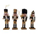 Conjunto Boneco Soldado Quebra Nozes de Madeira - 12cm - Preto e Dourado - 4 unidades - Magazine 25