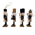 Conjunto Boneco Soldado Quebra Nozes de Madeira - 12cm - Preto e Dourado - 4 unidades - Magazine 25