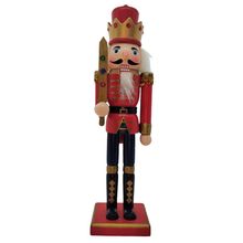 Boneco Soldado Quebra Nozes de Madeira com Espada - 30cm - Vermelho - 1 unidade - Magazine 25