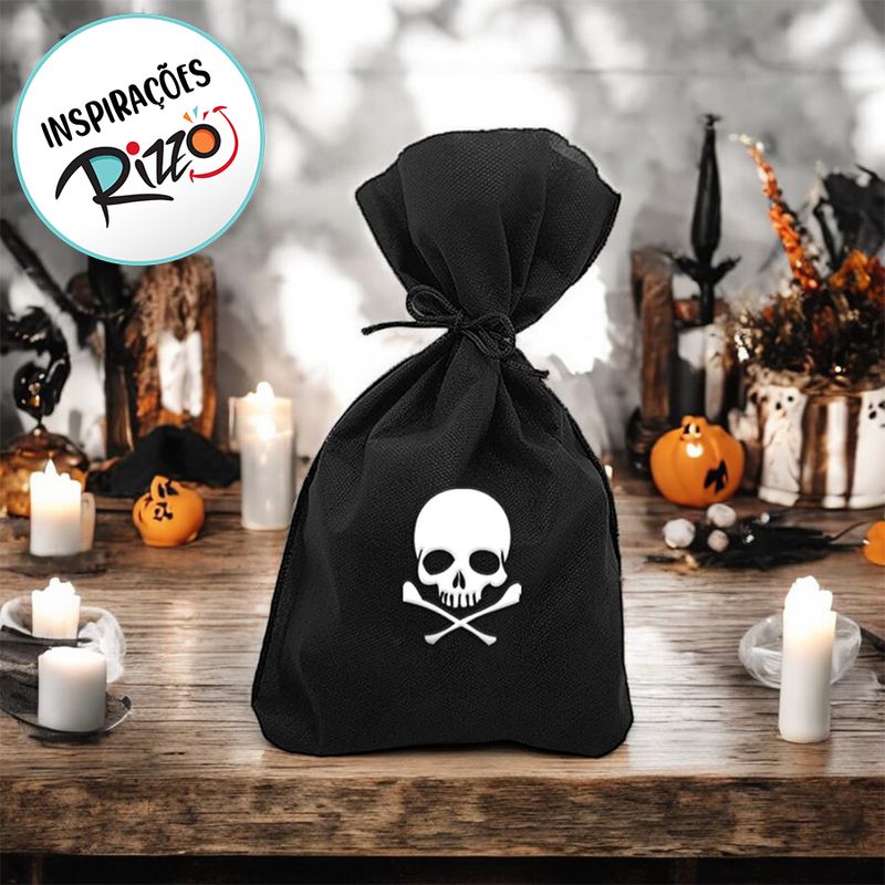 Saco para Surpresas de Halloween - Caveira - 13x25cm - 10  uns - Magazine 25