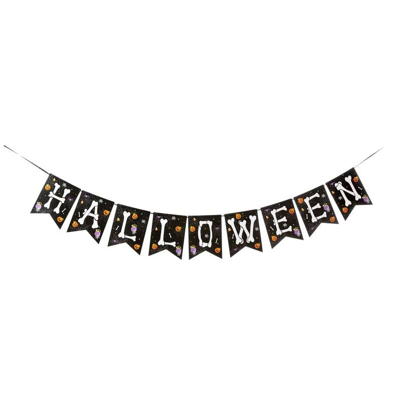 Faixa Happy + Halloween Branco e Preto 2,00 Metros - 1 Un