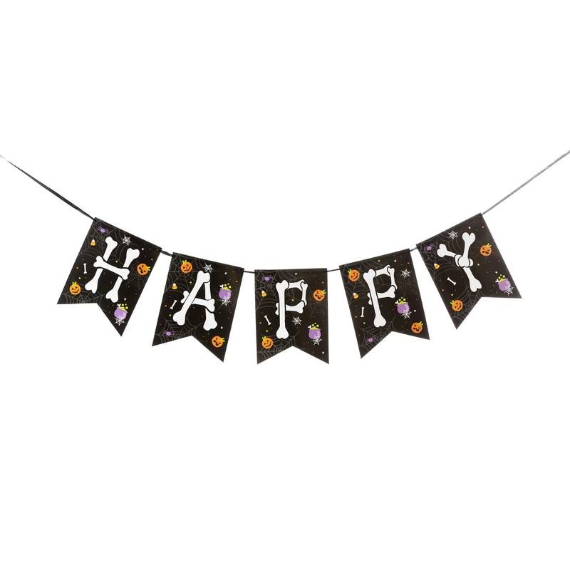 Faixa Happy + Halloween Branco e Preto 2,00 Metros - 1 Un