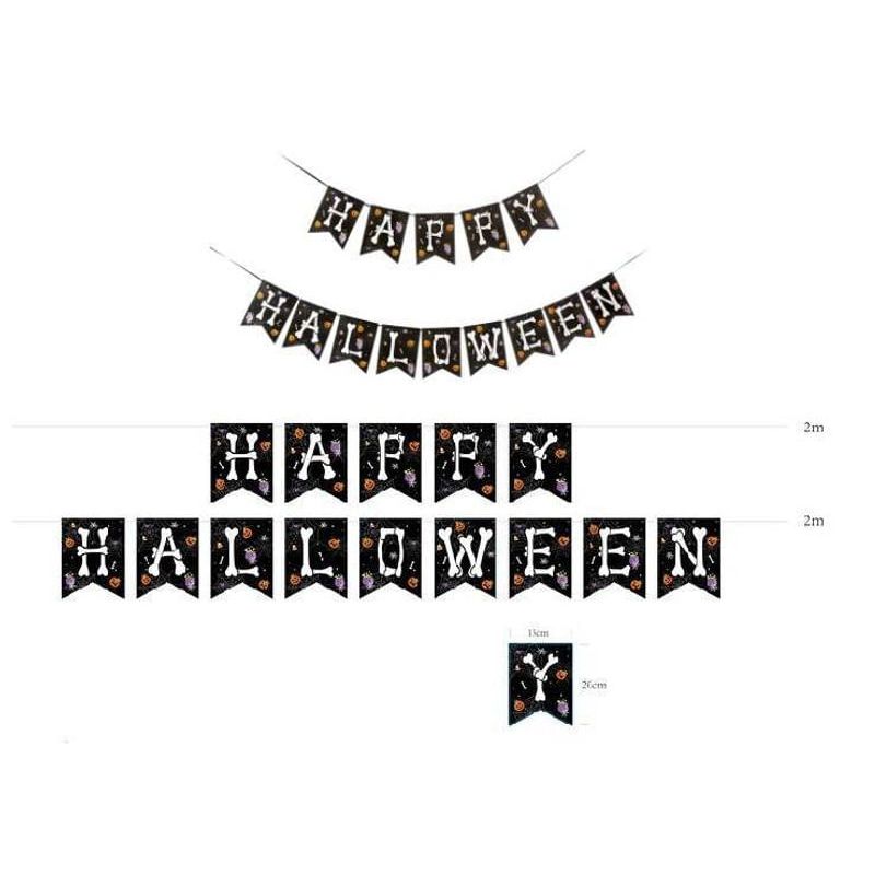 Faixa Happy + Halloween Branco e Preto 2,00 Metros - 1 Un