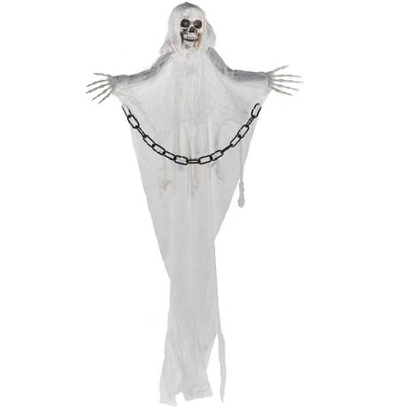 Caveira de Corrente Halloween Com Luz 95cm - 1 Un