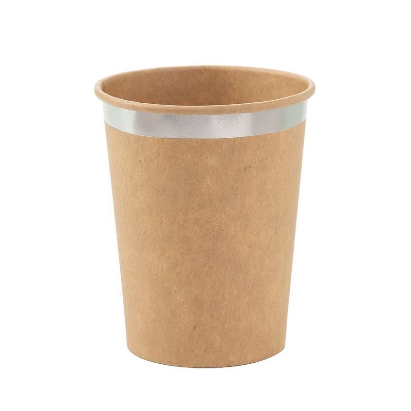 Copo de Papel 270ml Kraft Prata - Silver Plastic - 10 un