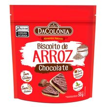 Biscoito de Arroz com Chocolate Zero Açúcar 50g - Dacolônia