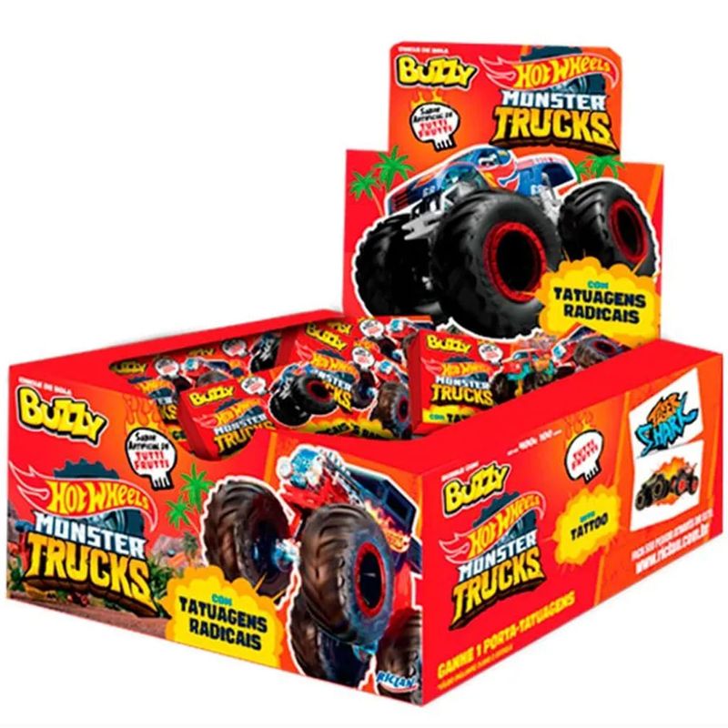 Chiclete Buzzy Hot Wheels Monster Trucks Tutti Frutti c/90 - Riclan