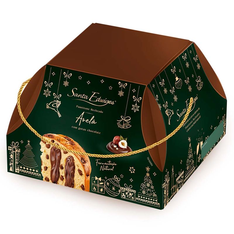 Panettone Recheado Avelã com Gotas Chocolate 800g - Santa Edwiges