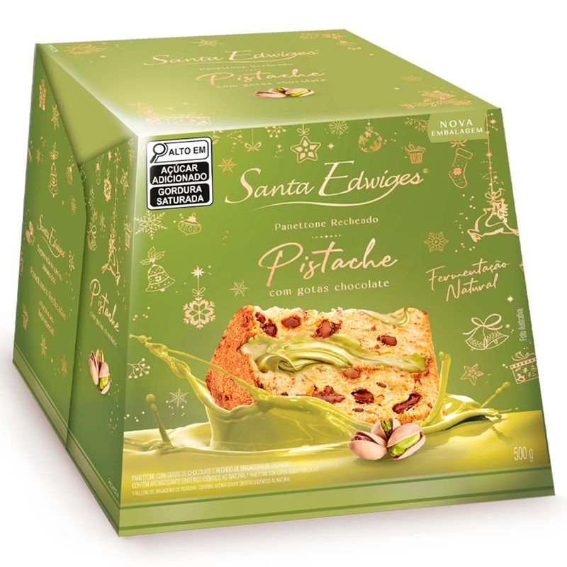 Panettone Recheado Pistache com Gotas Chocolate 500g - Santa Edwiges