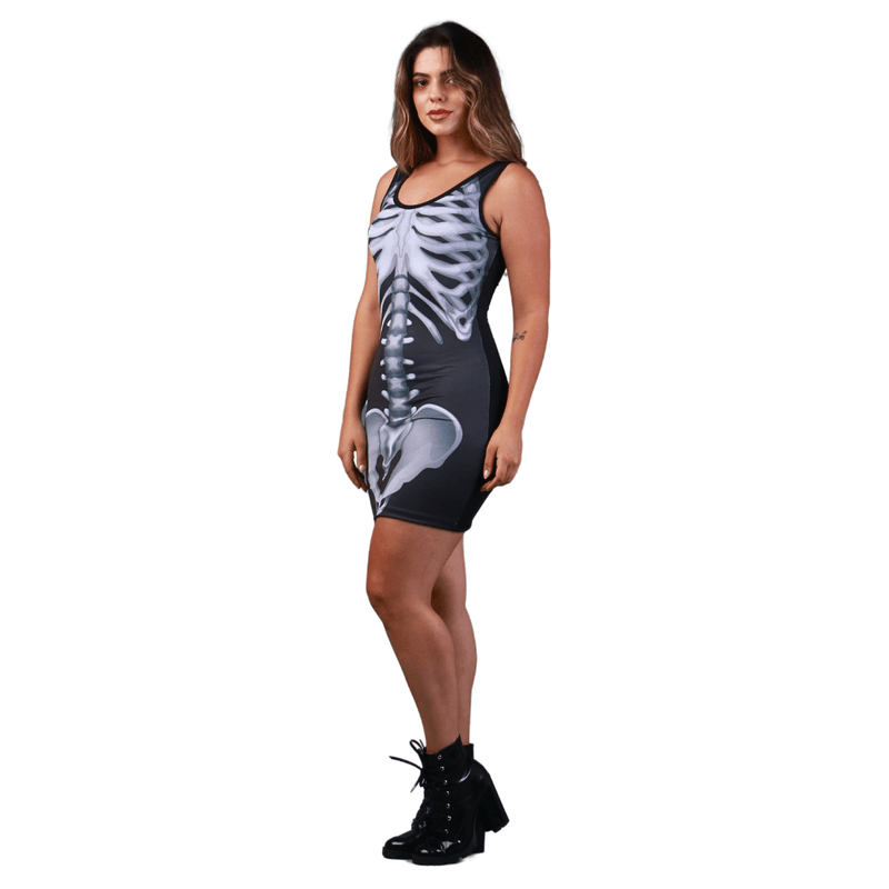 Fantasia Esqueleto Vestido Curto Adulto Para Halloween 
 PP