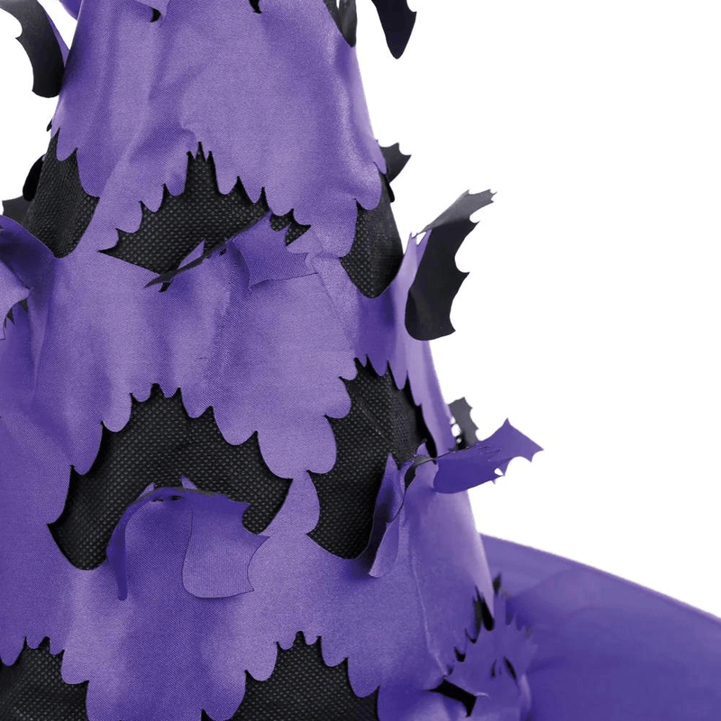 Chapéu Bruxa Halloween Roxo com Morcegos