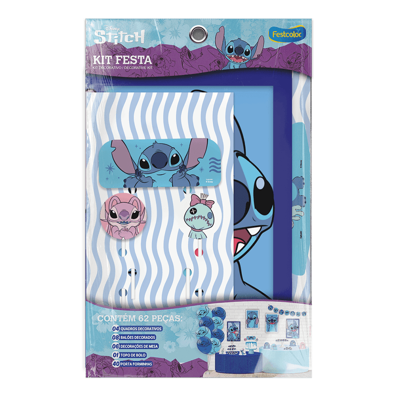 Kit Festa para Decoração Stitch  62 Peças