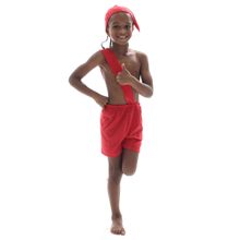 Fantasia Infantil Saci Pererê com Gorro e Shorts.