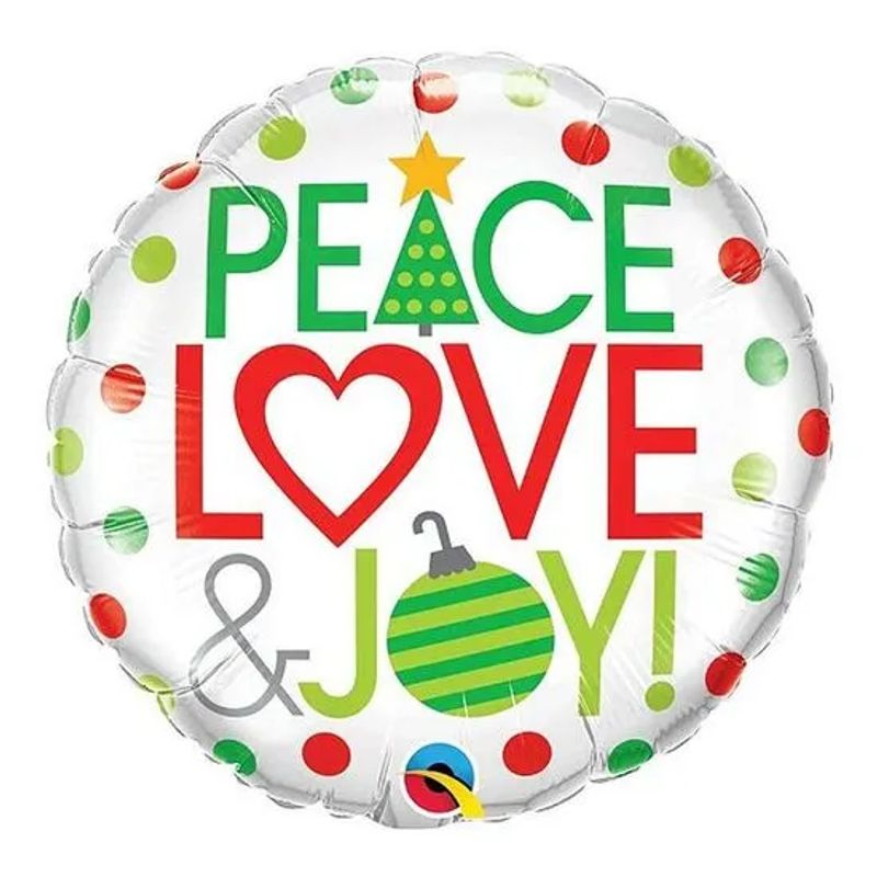 Balão Qualatex 18" - Redondo - Peace Love & Joy! - 1 Un