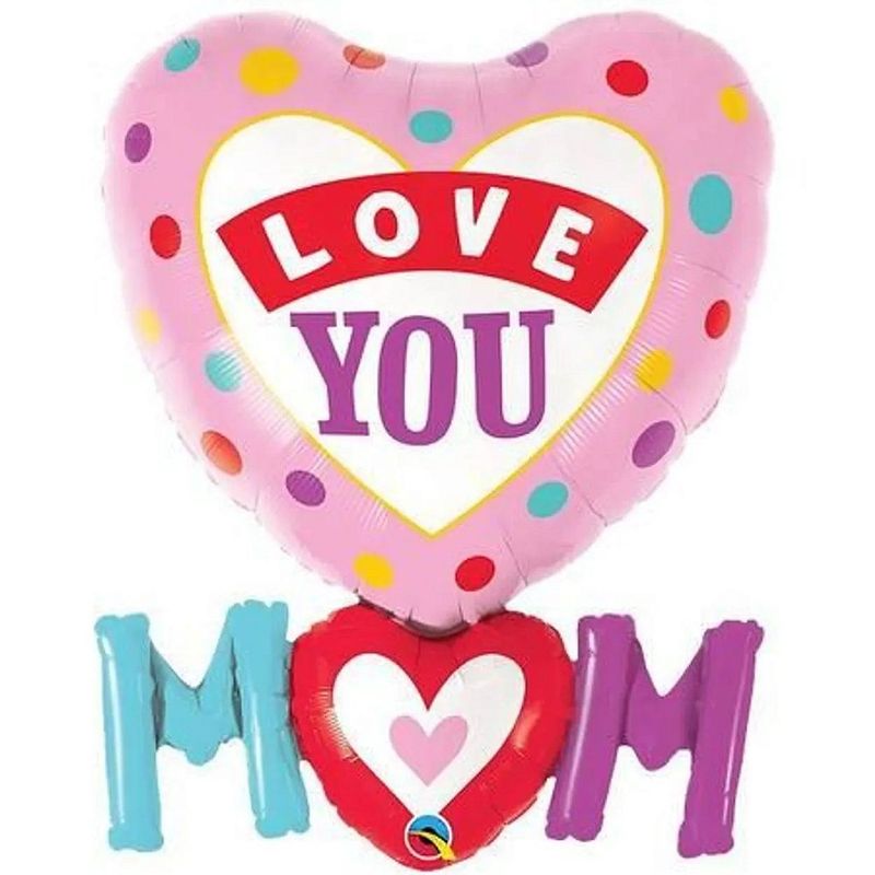 Balão Qualatex 33" - Shape - Love You M(Coração)M - Dia Das Mães Pontos - 1 Un