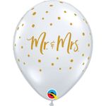 Balão Qualatex 11" - Transparente - Mr. & Mrs.-Pontos Ouro - 50 Un