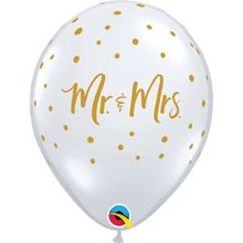 Balão Qualatex 11" - Transparente - Mr. & Mrs.-Pontos Ouro - 50 Un