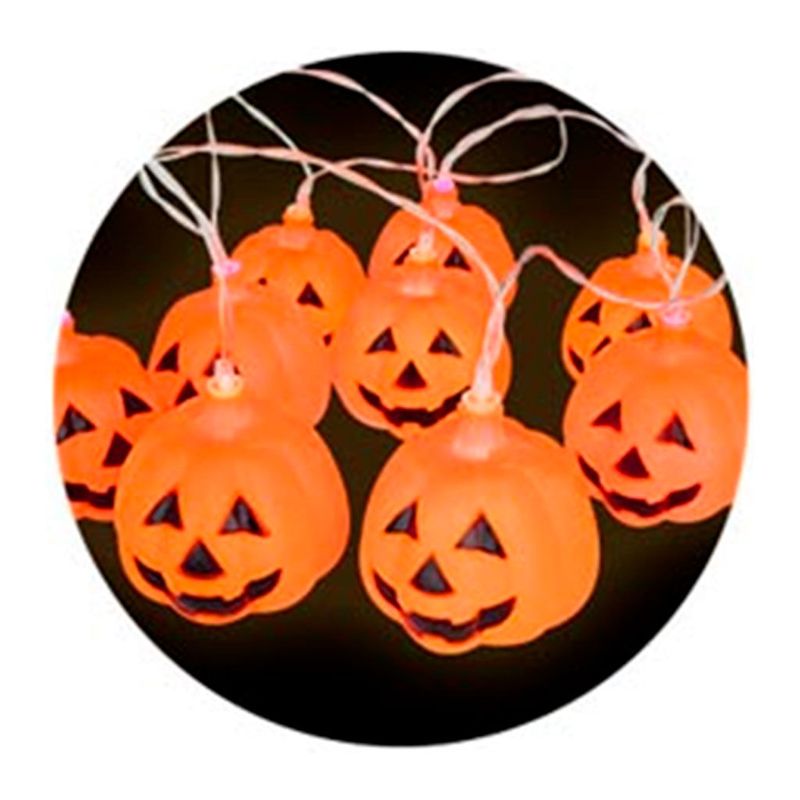 Halloween Enfeite Cordão Luzes LED Abóbora 2,75m - Cim