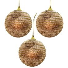 Bola de natal Decorada - Circulos de Glitter Dourado - 10cm - 3 unidades - Magazine 25