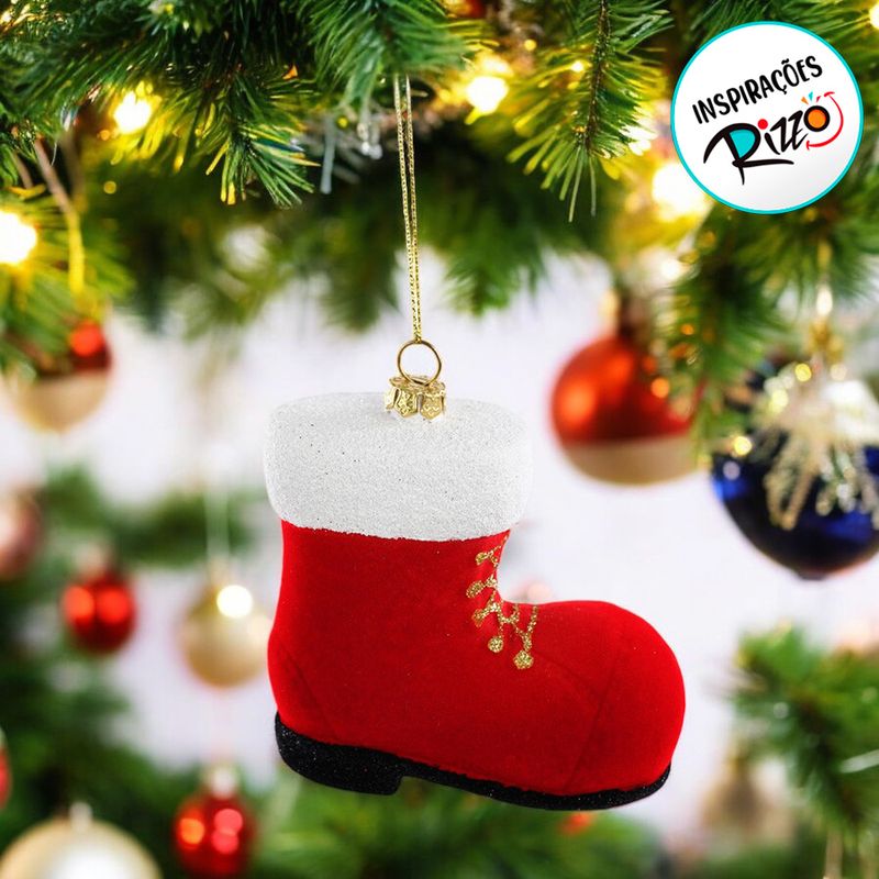 Enfeite para Pendurar Natal - Bota Noel Veludo - 10cm - 1 unidade - Cromus - Magazine 25